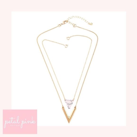 DETACHABLE - 2 Necklaces - Boho Chic Goldtone Layered Acrylic Trending - Picture 3 of 9